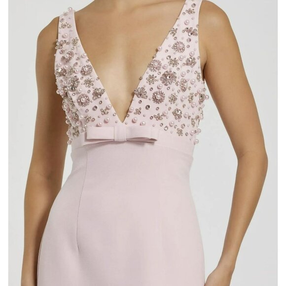 Mac Duggal Pearl Rhinestone Embellished Formal Maxi Dress Gown Sz 6 NWT - Picture 2 of 8